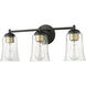 Abilene 3 Light 21.75 inch Matte Black Vanity Light Wall Light